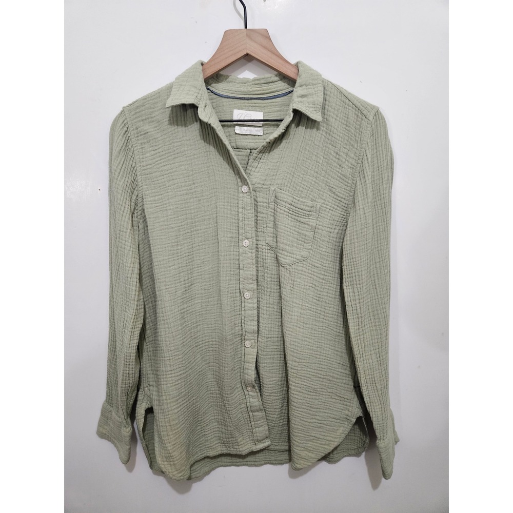 J.Crew Classic XS Sage Green Cotton Gauze Button Down Shirt Coastal Boho